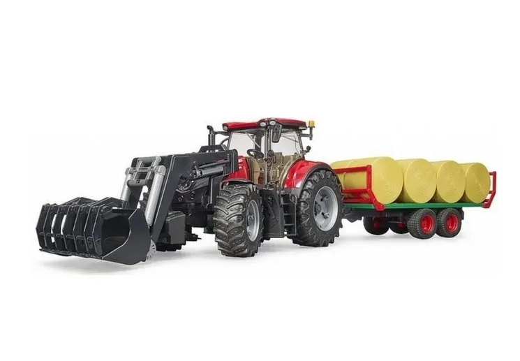 Traktor Optum 300CVX s přepravníkem balíků