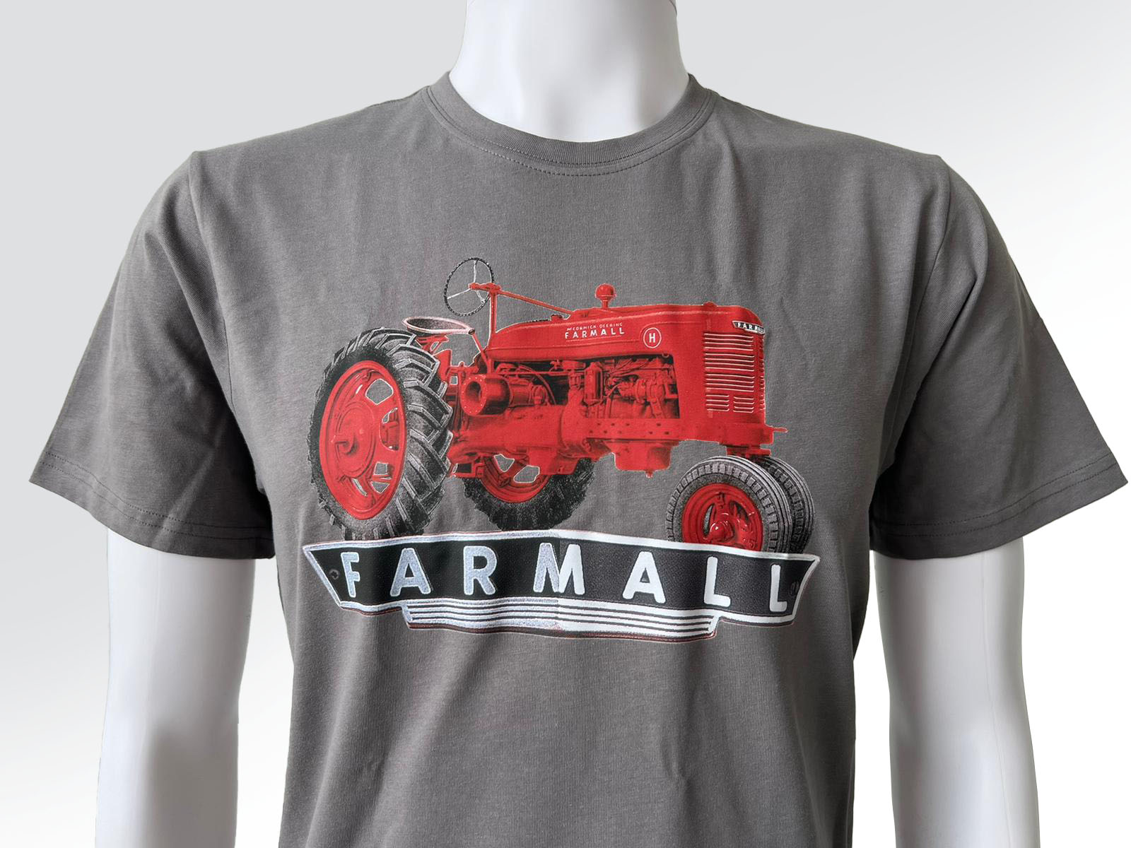 Šedé pánské tričko Farmall s potiskem historického traktoru*